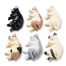 Opaque Resin Cabochons, Cute Cat, Mixed Color, 46~49x26~28x11~12mm(RESI-H155-14)