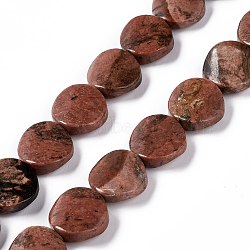 Natural Fossil Beads Strands, Twist Flat Round, 16x6~7mm, Hole: 1mm, about 25pcs/strand, 15.75''(40cm)(G-O120-11)