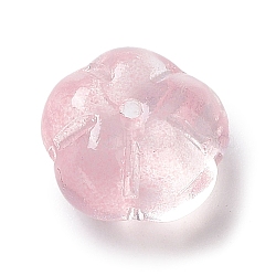 Glass Beads, Pumpkin Beads, Flower, Pink, 9.5x9.5x6mm, Hole: 1mm(GLAA-A011-03B)