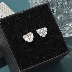 Rack Plating Brass Micro Pave Clear Cubic Zirconia Stud Earrings, Heart, Letter P, 8.5x9.5mm(EJEW-K299-01P-P)