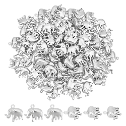 100Pcs 304 Stainless Steel Charms, Hollow Elephant, Stainless Steel Color, 14x15x5mm, Hole: 1.2mm(STAS-UN0041-78)