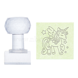 Plastic Stamps, DIY Soap Molds Supplies, Square, Unicorn Pattern, 38x38x18mm(DIY-WH0350-017)