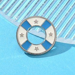 Ship Voyage Theme Enamel Pins, Paltinum Alloy Brooches for Backpack Clothes, Flat Round, Mixed Color, 25x2mm(JEWB-M048-04B)