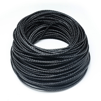 Leather Braided Cord, Black, 6mm, about 54.68 yards(50m)/bundle