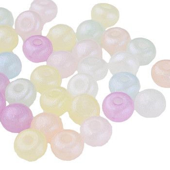 Acrylic Beads, Glitter Beads, Half Drilled, Half Round, Mixed Color, 10x7mm, Hole: 2.5mm, about 1130pcs/500g