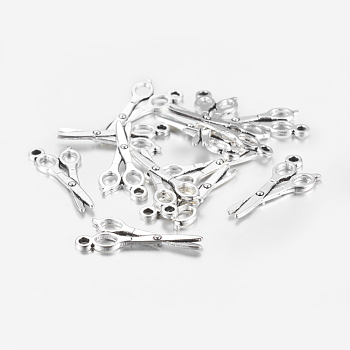 Alloy Pendants, Cadmium Free & Lead Free, Scissors, Antique Silver, 27x10x2mm, Hole: 2mm