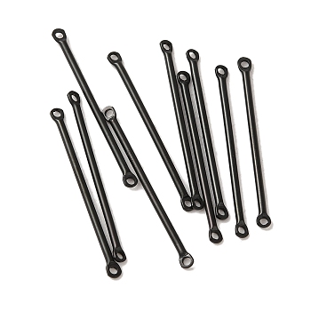 304 Stainless Steel Links, Bar Connector Charms, Black, 35x2.5x1.5mm, Hole: 1.4mm