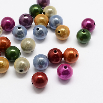 Spray Painted Acrylic Beads, Miracle Beads, Round, Bead in Bead, Mixed Color, 8mm, Hole: 2mm