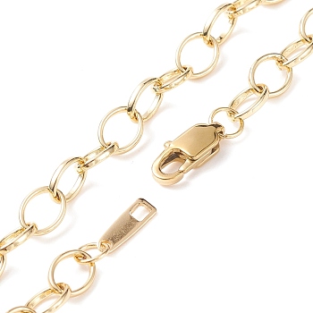Brass Cable Chain Necklace for Men Women, Real 18K Gold Plated, 15.94 inch(40.5cm)