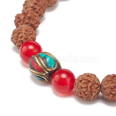 4Pcs 4 Style Natural Rudraksha Mala Bead Bracelets Set(BJEW-JB08979)-5