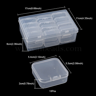 12Pcs Square Plastic Organizer Beads Storage Containers(CON-YW0001-35)-4