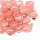 Heart Dyed Cherry Quartz Glass Pendants(X-G-Q371-03)-1
