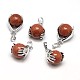 Palm Platinum Plated Brass Synthetic Goldstone Pendants(G-F228-02B-RS)-1