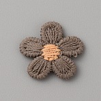 Two Tone Polyester Knitted Ornament Accessories, for DIY Sewing Crafts, Flower, Coconut Brown, 15x15x2mm(DIY-WH0308-417H)