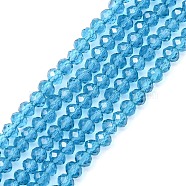 Transparent Glass Beads Strands, Faceted, Rondelle, Dark Cyan, 3x2mm, Hole: 0.5mm, about 160~165pcs/strand, 15.35 inch~15.75 inch(39~40cm)(GLAA-R135-2mm-19)