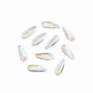 Glass Rhinestone Cabochons, Nail Art Decoration Accessories, Faceted, Teardrop, Clear AB, 6x2x1mm(MRMJ-N027-034A)