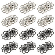 20 Sets 2 Colors Hollow Alloy Snap Buttons, Sewing Accessories, Flower, Gunmetal & Platinum, 25mm, 10sets/color(BUTT-NB0001-38)