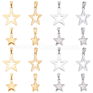 304 Stainless Steel Pendants, Star, Golden & Stainless Steel Color, 8pcs/box(STAS-UN0013-05)