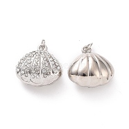 Alloy Pendant with Crystal Rhinestone, Shell Charms, with Jump Rings, Platinum, 30x29.5x18mm, Hole: 7.8mm(FIND-H041-18P)