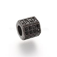 Brass Micro Pave Cubic Zirconia Beads, Hexagon, Gunmetal, 7x8x7mm, Hole: 4mm(ZIRC-S053-YS012B-3)