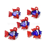 Handmade Lampwork Pendants, Fish, Blue, 28.5~32x29~36x9.5~14.5mm, Hole: 3~4mm(LAMP-G162-01E)