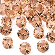 Cubic Zirconia Charms, Faceted, Flat Round, Sandy Brown, 4x2mm, Hole: 0.7mm(X-ZIRC-N033-C-06)