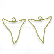 Spray Painted Iron Pendants, Triangle, Yellow Green, 38~39x34.5x1.5mm, Hole: 3.5mm(X-IFIN-S703-07A)