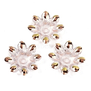 Transparent Acrylic Beads, Faceted, Flower, Half Plated, Goldenrod, 37x35x8.5mm, Hole: 4.9mm(OACR-H118-04A)