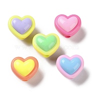 Two Tone Opaque Acrylic Beads, Heart, 15x17.5x12mm, Hole: 3.7mm(X-SACR-I005-08C)