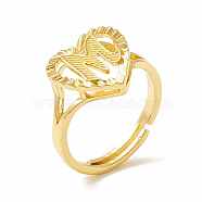 Real 18K Gold Plated Brass Alphabet Adjustable Rings, Heart with Initial Promise Ring for Women, Cadmium Free & Lead Free, Letter.M, US Size 5 1/4(15.9mm)(RJEW-M139-18M)