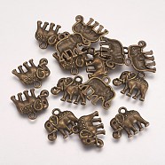 Tibetan Style Alloy Charms Pendants, Cadmium Free & Nickel Free & Lead Free, Elephant, Antique Bronze, 15x17x3mm, Hole: 2mm(X-TIBEP-A124745-AB-FF)