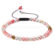 4mm Watermelon Stone Glass Beaded Braided Bracelets, Adjustable Women's Bracelets, (SY1950-1)