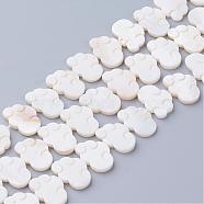 Natural White Shell Beads, Mother of Pearl Shell Beads, Cloud, Seashell Color, 14x20x3mm, Hole: 1mm(SSHEL-Q298-07)