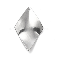 201 Stainless Steel Pendants, Rhombus Charm, Stainless Steel Color, 26.5x16x1mm, Hole: 1.2mm(STAS-G296-11P)