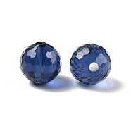 Glass K9 Glass, Imitation Austrian Crystal Beads, Faceted(128 Facets), Round, Prussian Blue, 12mm, Hole: 2mm(GLAA-H024-06C-16)