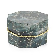 Valentine's Day Marble Texture Pattern Paper Gift Boxes, with Rope Handles, for Gift Packaging, Octagon, Dark Slate Blue, 14.4x9.3x15.5cm(CON-C005-02B-02)