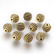 Tibetan Style Alloy Beads, Lead Free & Cadmium Free & Nickel Free, Round, Antique Golden, Size: about 9mm in diameter, hole: 2mm(X-GLF0079Y-NF)