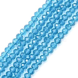 Transparent Glass Beads Strands, Faceted, Rondelle, Dark Cyan, 3x2mm, Hole: 0.5mm, about 160~165pcs/strand, 15.35 inch~15.75 inch(39~40cm)(GLAA-R135-2mm-19)