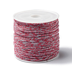 Cotton Braid Thread, with Spool, Round, Cerise, 1.2mm, about 21.87 Yards(20m)/Roll(OCOR-B003-01A-07)