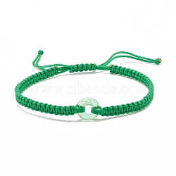 Donut Glass Braided Bead Bracelet, Adjustable Friendship Bracelet for Women, Lime Green, Inner Diameter: 2-3/8~3-3/8 inch(5.9~8.6cm)(BJEW-JB07858-04)