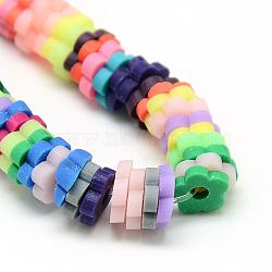 Polymer Clay Bead Strands, Flower, Mixed Color, 4~6x4~6x1~1.5mm, Hole: 2mm, about 313~350pcs/strand, 15.35 inch~16.14 inch(CLAY-T001-A06)