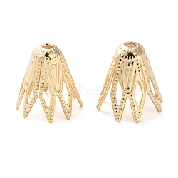 Brass Flower Bead Caps, Long-Lasting Plated, Lead Free & Cadmium Free, Real 14K Gold Plated, 9.5x9x9mm, Hole: 1.2mm(KK-K390-01G-01)