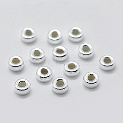 925 Sterling Silver Spacer Beads, Rondelle, Silver, 8x4.5mm, Hole: 3.5mm, about 10pcs/5g(STER-K171-39S-04)