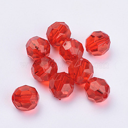 Transparent Acrylic Beads, Faceted, Round, Red, 6x5.5mm, Hole: 1.3mm, about 4200pcs/500g(TACR-Q257-6mm-V12)