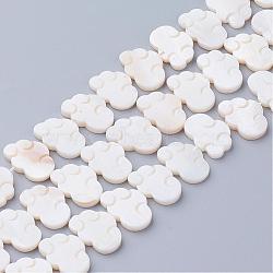 Natural White Shell Beads, Mother of Pearl Shell Beads, Cloud, Seashell Color, 14x20x3mm, Hole: 1mm(SSHEL-Q298-07)