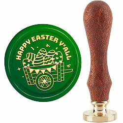 Brass Wax Seal Stamp with Handle, for DIY Scrapbooking, Easter Theme Pattern, 3.5x1.18 inch(8.9x3cm)(AJEW-WH0184-0793)