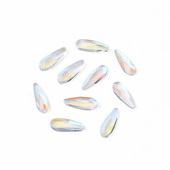 Glass Rhinestone Cabochons, Nail Art Decoration Accessories, Faceted, Teardrop, Clear AB, 6x2x1mm