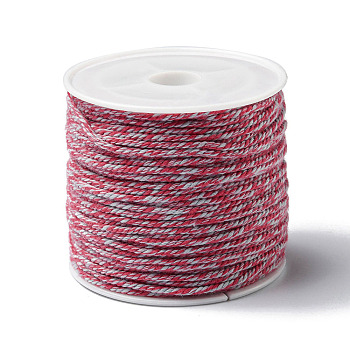 Cotton Braid Thread, with Spool, Round, Cerise, 1.2mm, about 21.87 Yards(20m)/Roll