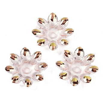Transparent Acrylic Beads, Faceted, Flower, Half Plated, Goldenrod, 37x35x8.5mm, Hole: 4.9mm