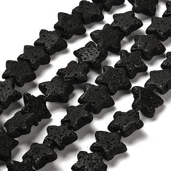 Natural Lava Rock Beads Strands, Star, 14.5x14.5x5mm, Hole: 0.7mm, about 28pcs/strand, 13.19''(33.5cm)